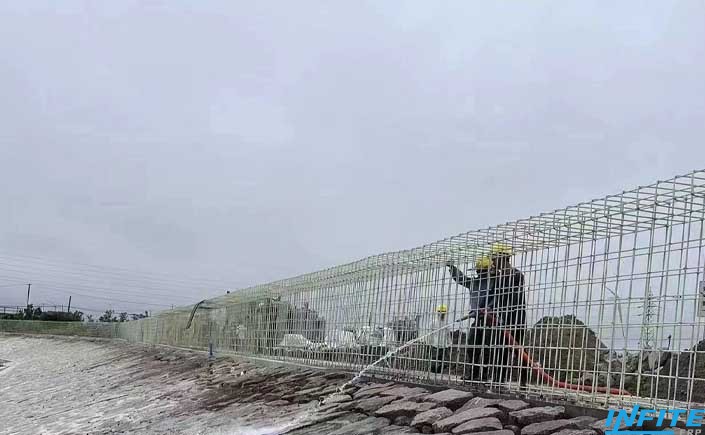 Sea breakwater uses fiberglass reinforcement